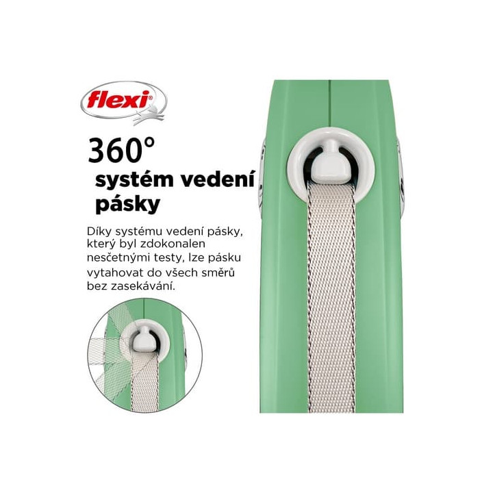 Flexi Vodítko Comfort Plus S pásek 5m světle zelené