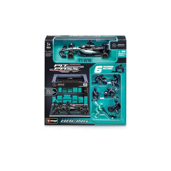 Bburago - Formula Racing F1 Pit Pass set - Mercedes-AMG Petronas W16 (2025)  63 George Russell, 1:43