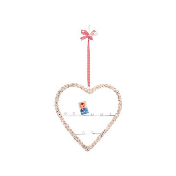 Small Foot Bytové dekorace proutěné srdce s držákem na fotografie