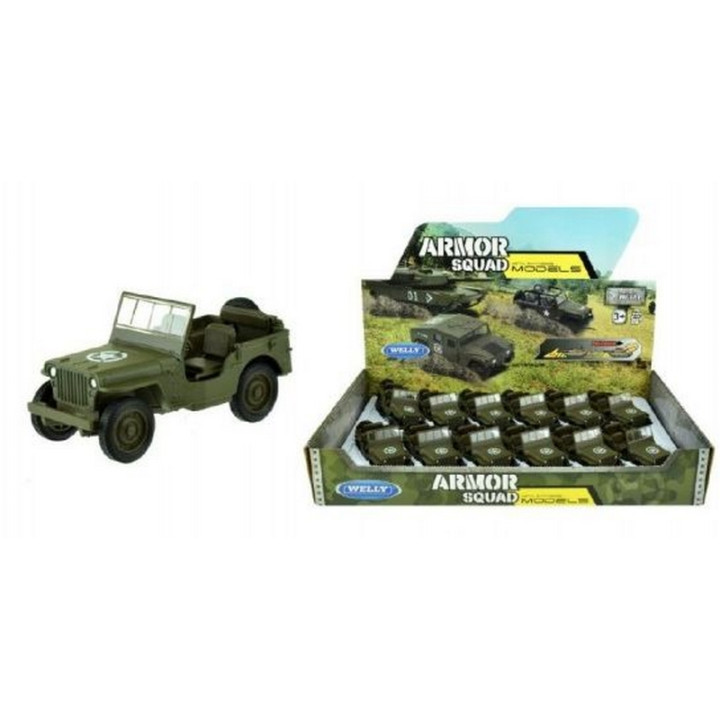 Auto Welly Jeep 1941 Willys MB terénní vojenské plast/kov 10cm volný chod