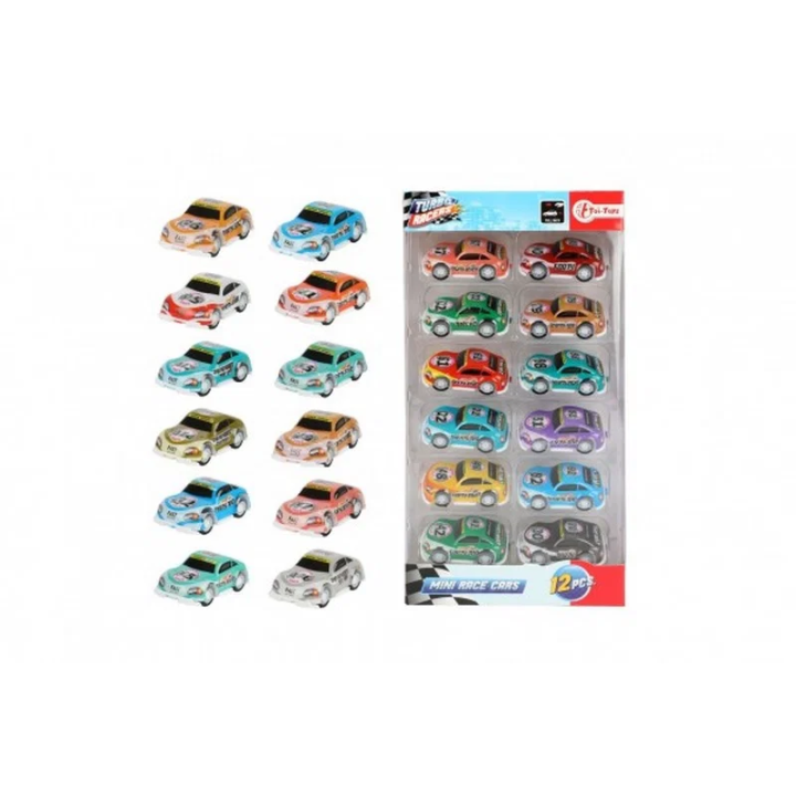 Auto mini závodní 12ks plast 5cm na zpětné natažení
