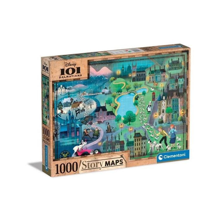 Puzzle 1000 dílků - Disney mapa 101 Dalmatinů