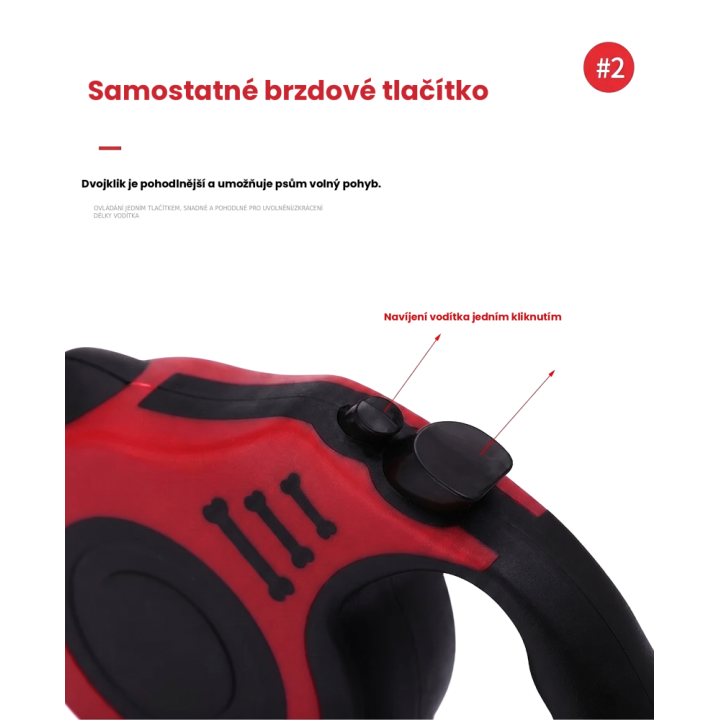 Samonavíjecí vodítko 3m červené