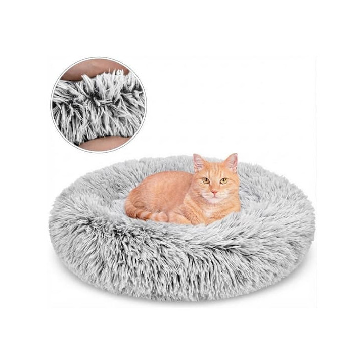 Plyšový pelíšek pro domácí mazlíčky 60cm, světle šedý