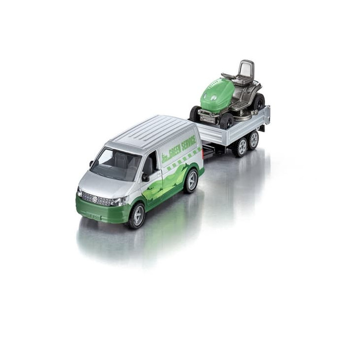 SIKU Super - VW T6 s přívěsem a zahradním traktorem