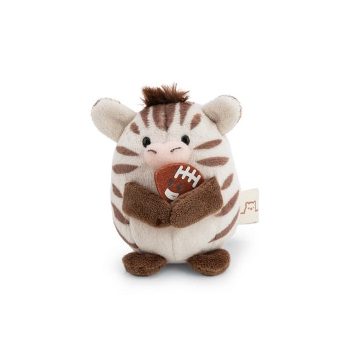 NICI plyš MyMochi Zebra Stripey 8 cm s míčem a kostýmem hráče amercikého fotbalu, dárkové balení