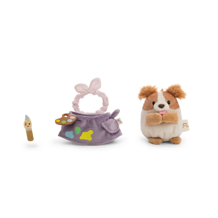 NICI plyš MyMochi Kokršpaněl Brushy 8 cm se štětcem a kostýmem malíře, dárkové balení