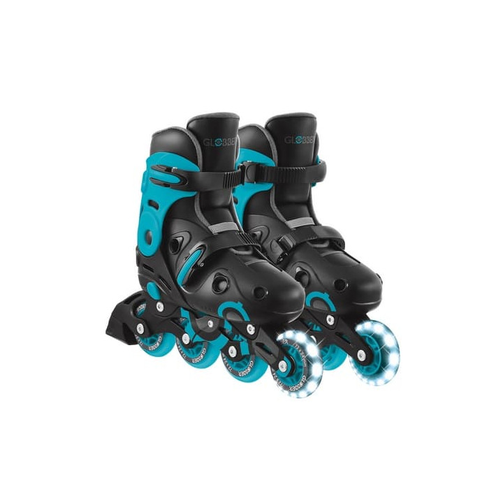 Inline brusle GO SKATES se svítícím předním kolečkem vel. 34-37, černo-modré