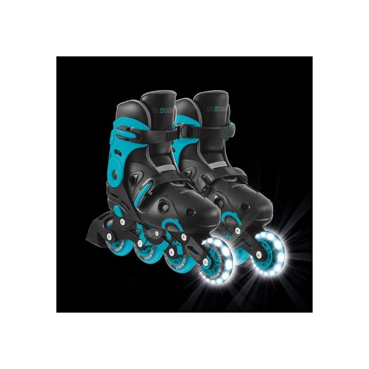 Inline brusle GO SKATES se svítícím předním kolečkem vel. 34-37, černo-modré