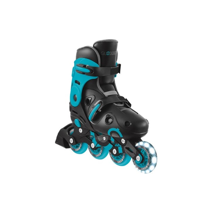 Inline brusle GO SKATES se svítícím předním kolečkem vel. 34-37, černo-modré