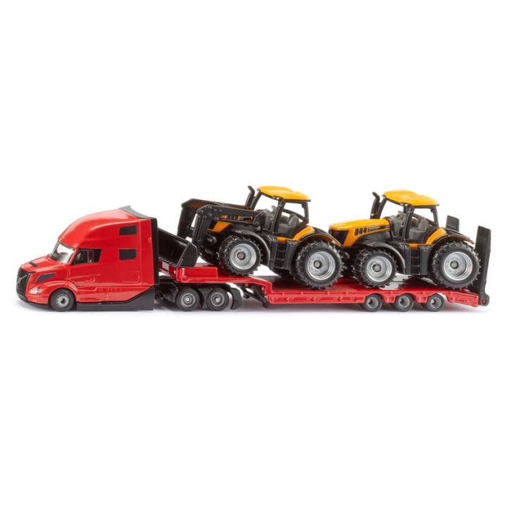 SIKU Super - Tahač Volvo VNL 860 s návěsem a JCB traktory