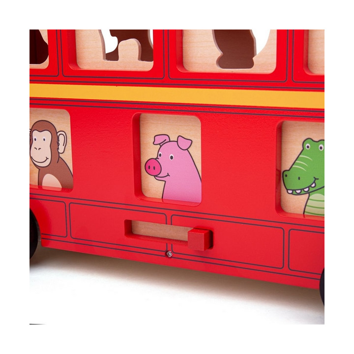 Bigjigs Toys Dřevěný autobus se zvířátky