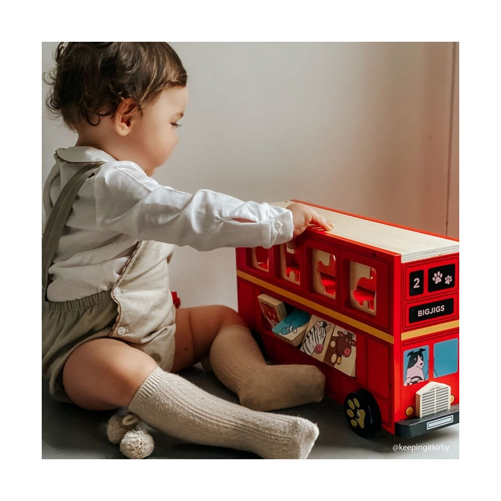 Bigjigs Toys Dřevěný autobus se zvířátky