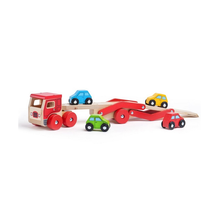 Bigjigs Toys Dřevěný kamion s auty