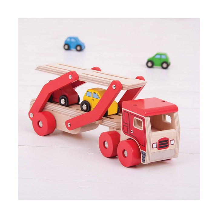 Bigjigs Toys Dřevěný kamion s auty