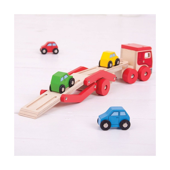 Bigjigs Toys Dřevěný kamion s auty