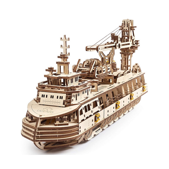 Ugears 3D dřevěné mechanické puzzle Výzkumná loď