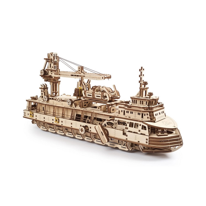 Ugears 3D dřevěné mechanické puzzle Výzkumná loď
