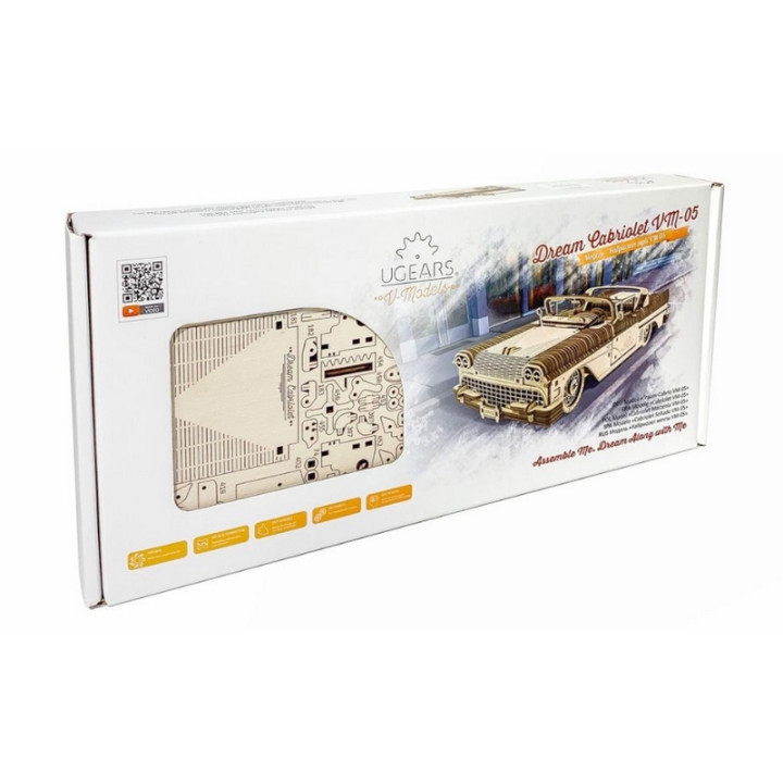 Ugears 3D dřevěné mechanické puzzle VM-05 Auto (50's convertible)