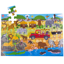 Bigjigs Toys Podlahové puzzle Africké dobrodružné 48dílků