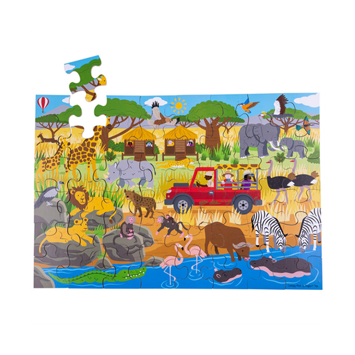 Bigjigs Toys Podlahové puzzle Africké dobrodružné 48dílků
