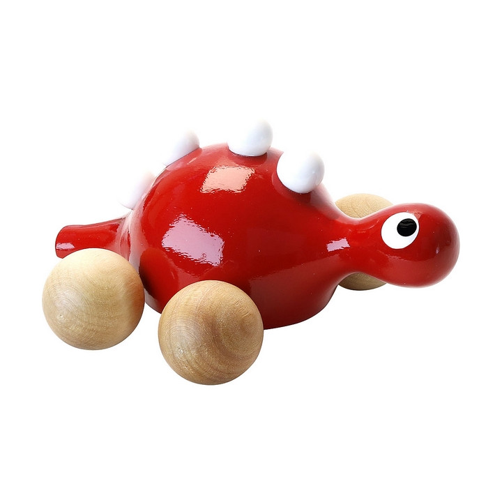Vilac Dřevěný dinosaurus na kolečkách červený