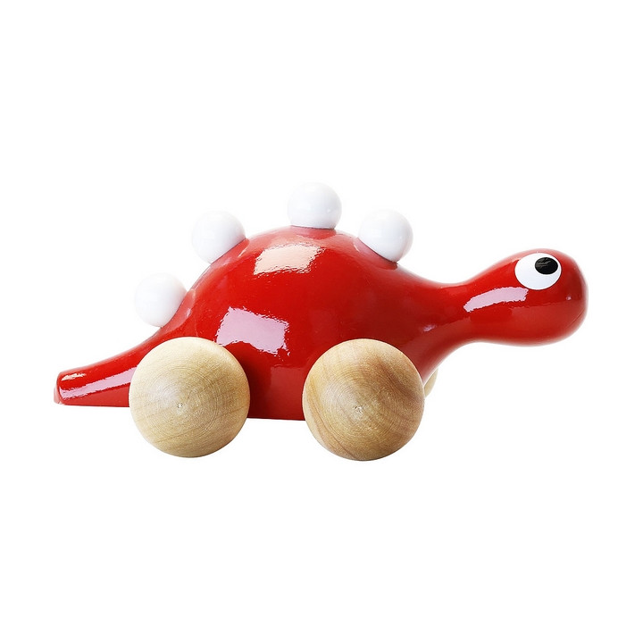 Vilac Dřevěný dinosaurus na kolečkách červený