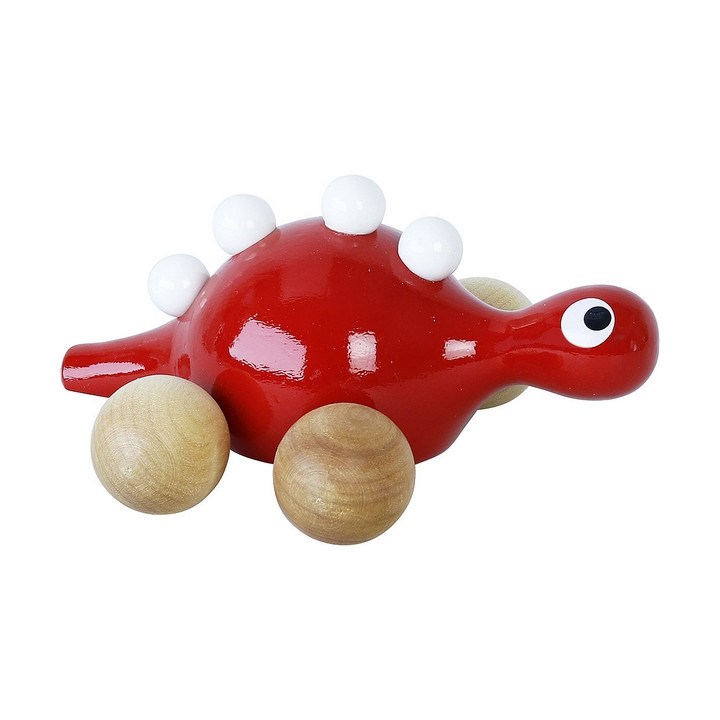Vilac Dřevěný dinosaurus na kolečkách červený
