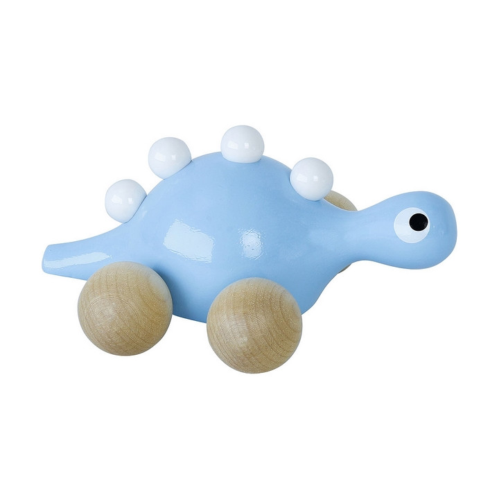 Vilac Dřevěný dinosaurus na kolečkách modrý