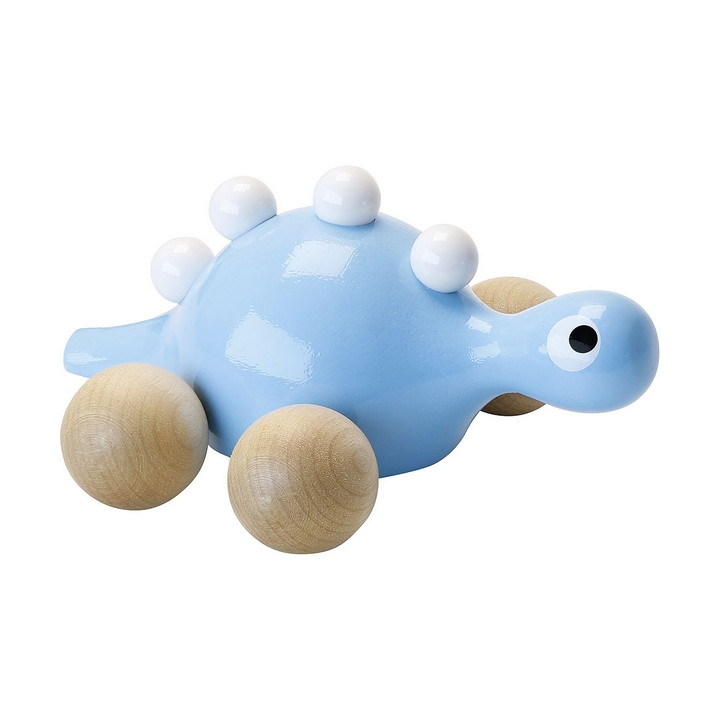 Vilac Dřevěný dinosaurus na kolečkách modrý