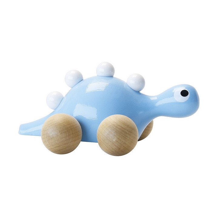 Vilac Dřevěný dinosaurus na kolečkách modrý