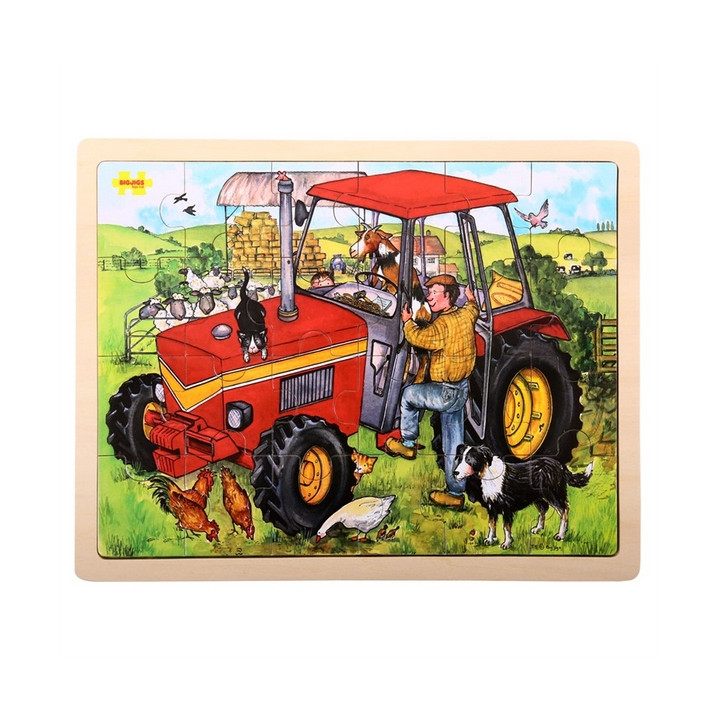 Bigjigs Toys Dřevěné puzzle traktor 24 dílků