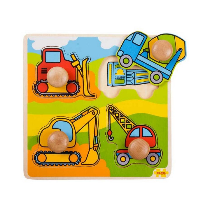 Bigjigs Toys Vkládací puzzle stavební stroje