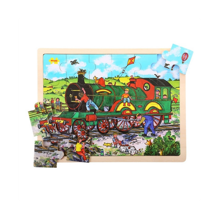 Bigjigs Toys Dřevěné puzzle vlak 24 dílků