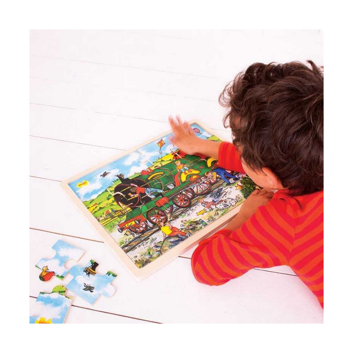 Bigjigs Toys Dřevěné puzzle vlak 24 dílků