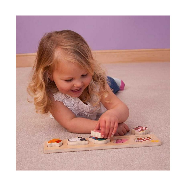 Bigjigs Baby Dřevěné vkládací puzzle farma