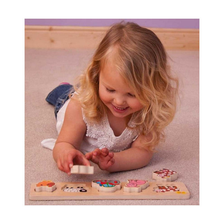 Bigjigs Baby Dřevěné vkládací puzzle farma