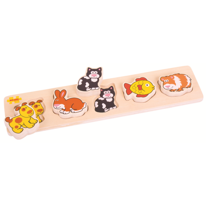 Bigjigs Baby Dřevěné vkládací puzzle domácí zvířata