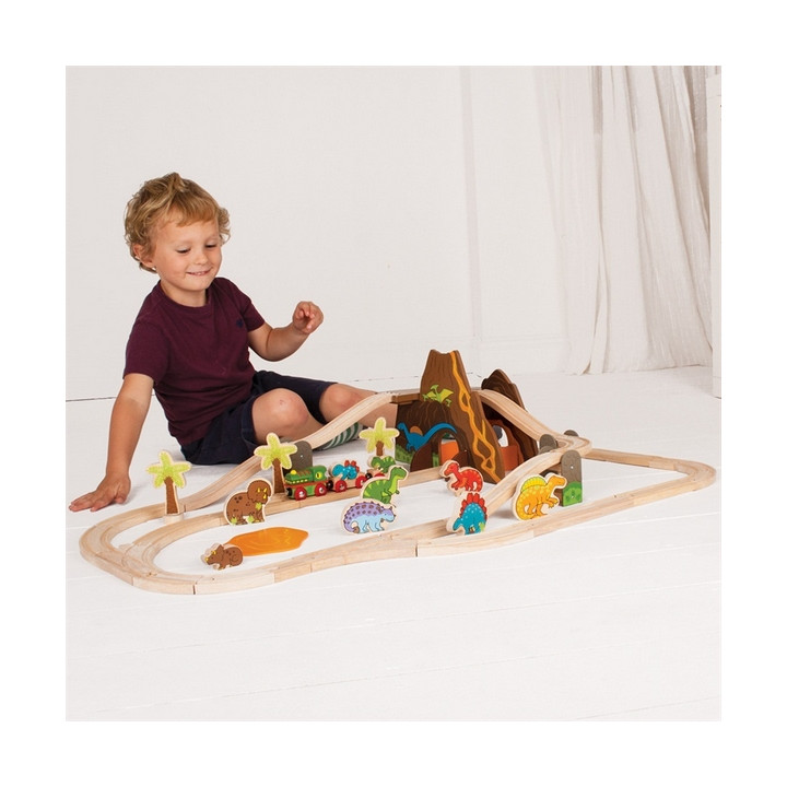 Bigjigs Rail Dřevěná vláčkodráha dinosauři