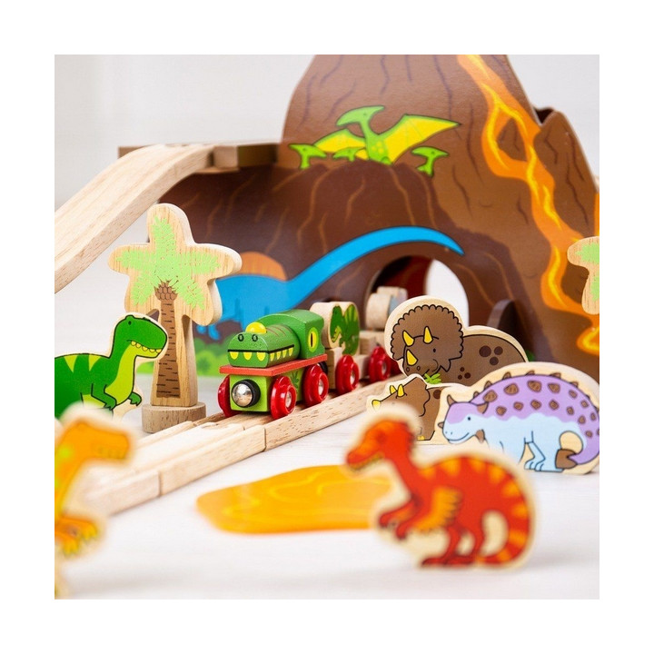 Bigjigs Rail Dřevěná vláčkodráha dinosauři