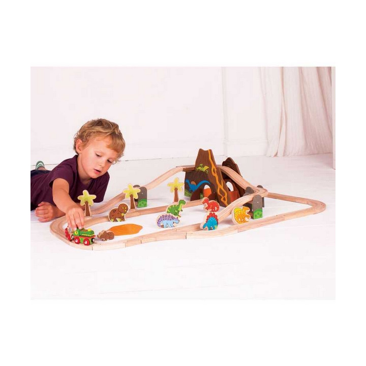 Bigjigs Rail Dřevěná vláčkodráha dinosauři