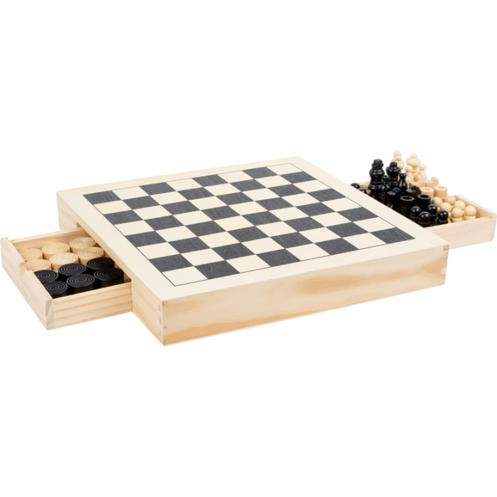 Small Foot Dřevěné kompaktní šachy 3v1
