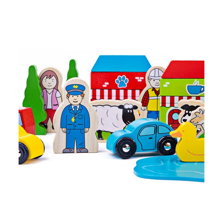Bigjigs Rail Velká sada příslušenství dřevěné vláčkodráhy