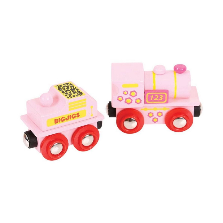 Bigjigs Rail Růžová mašinka s tendrem