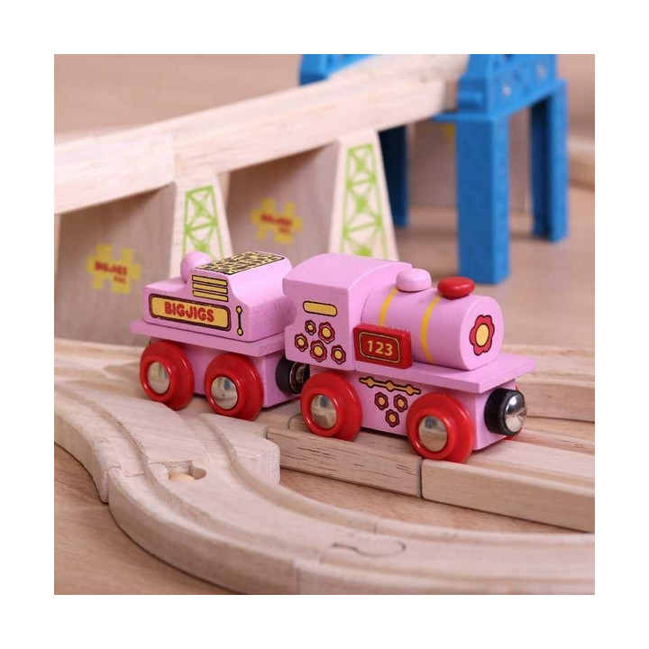 Bigjigs Rail Růžová mašinka s tendrem