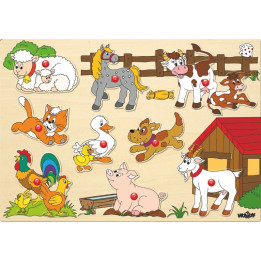 Woody Puzzle na desce - zvířata u statku