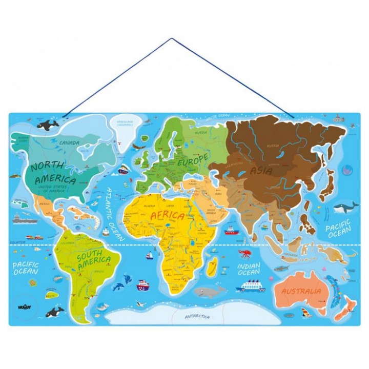 Woody Puzzle mapa světa Svět v obrázcích, 2 v 1