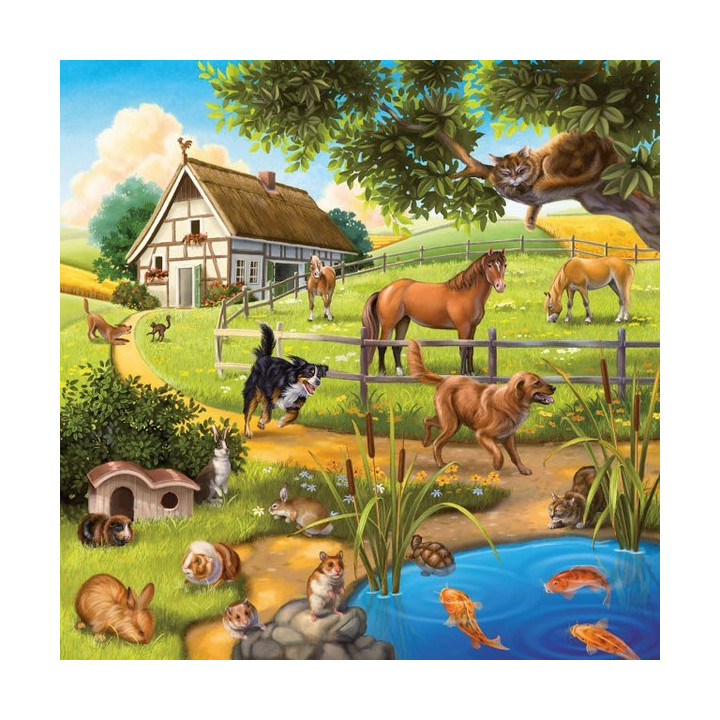 RAVENSBURGER-Domácí zvířata 3 x 49d - puzzle