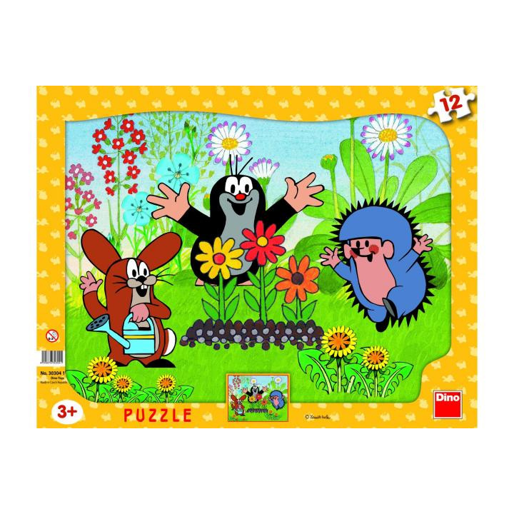 Puzzle Krteček zahradník, 12 dílků - Dino