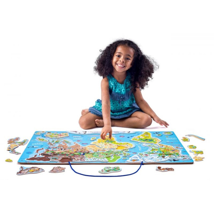 Woody Puzzle mapa světa Svět v obrázcích, 2 v 1